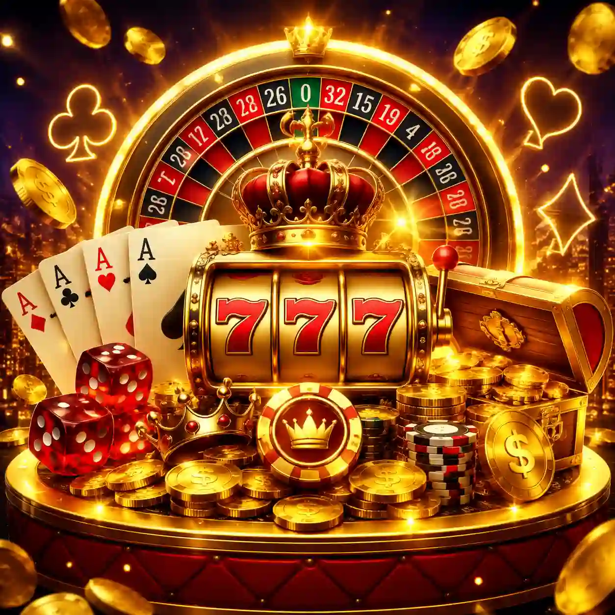 Visão geral do cassino a28 em tela escura com brilho dourado